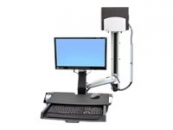 Ergotron StyleView Sit-Stand Combo System with Worksurface and Medium Silver CPU Holder