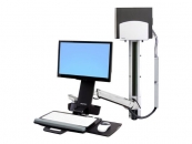 Ergotron StyleView Sit-Stand Combo System With Medium Silver CPU Holder