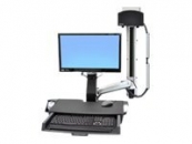 Ergotron StyleView Sit-Stand Combo System with Worksurface and Small Black CPU Holder